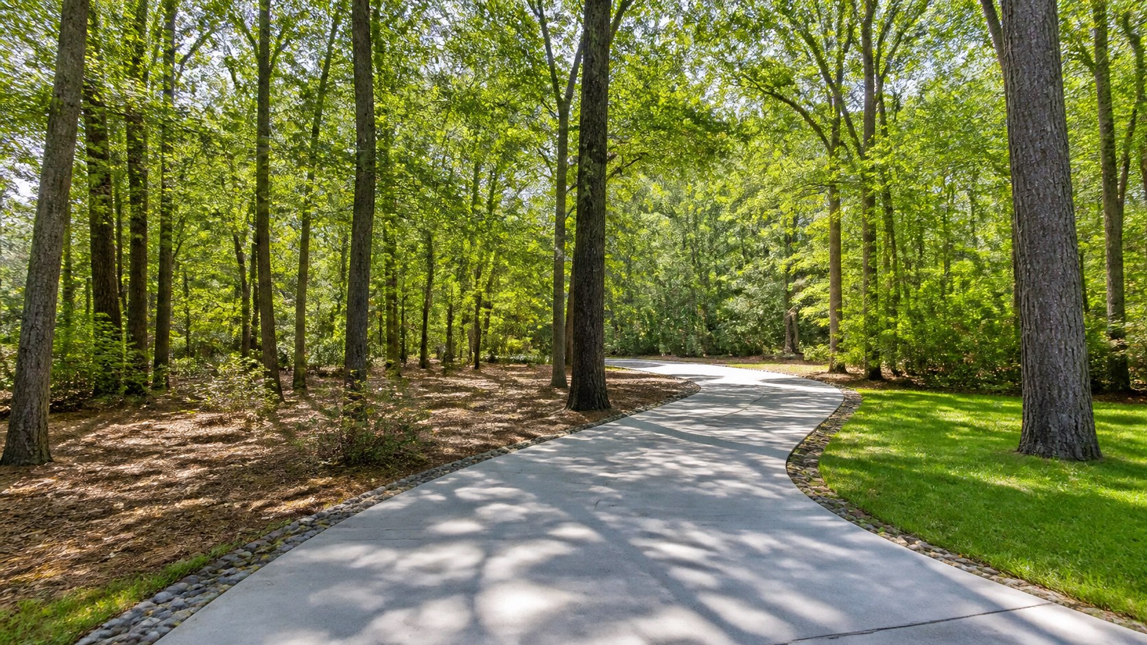 Concrete driveway project on a wooded lot in Pine Hill, NJ