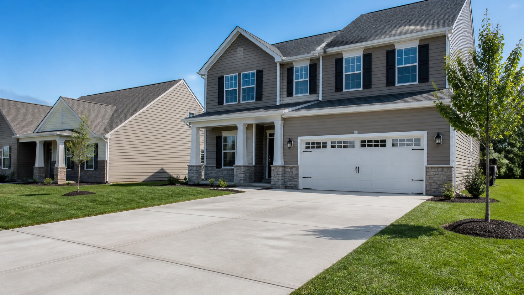 New concrete driveway in a Williamstown, NJ development
